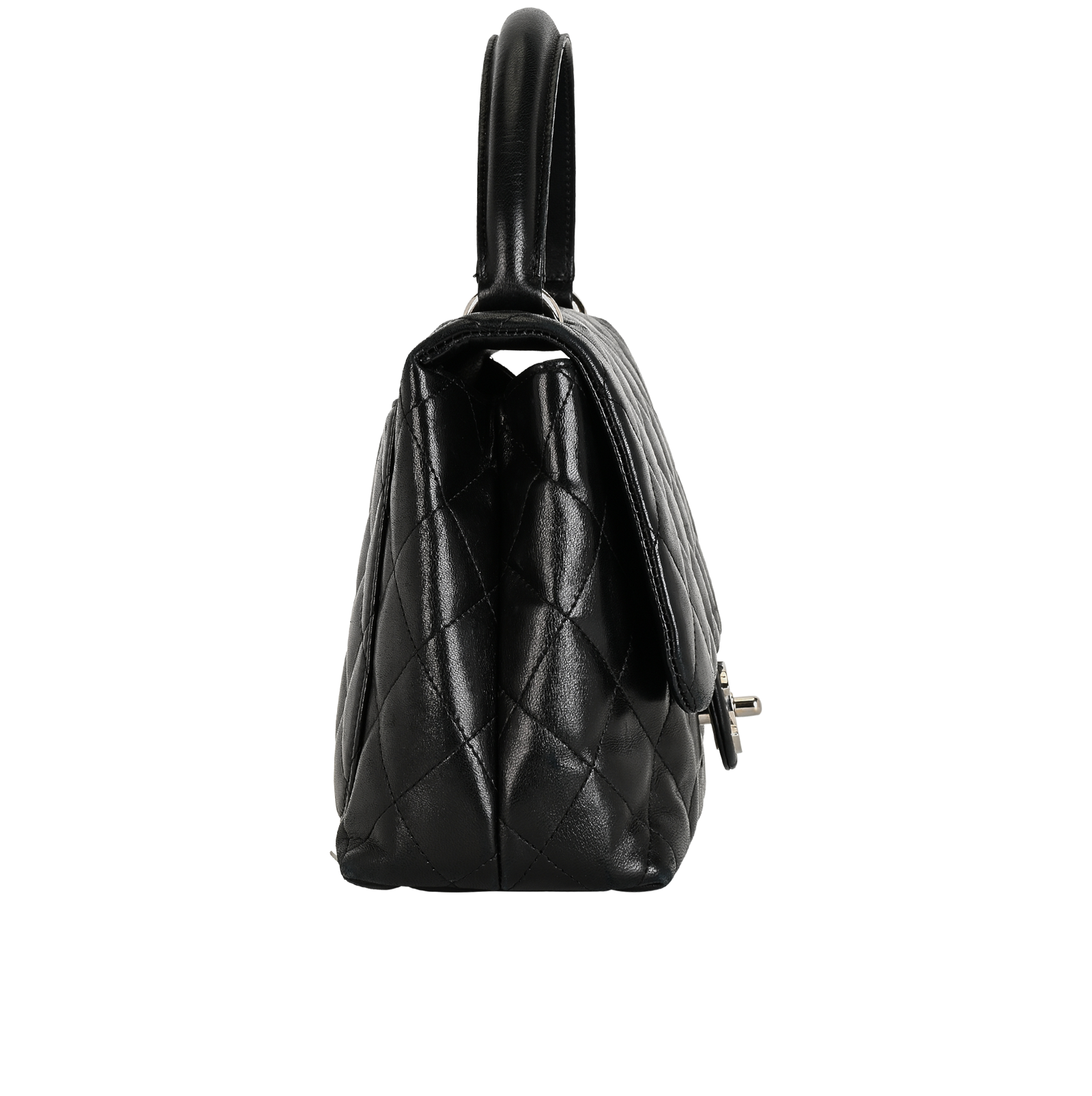 Top Handle, &pound;2,900, Handbags, Black, Lambskin Leather, Side view